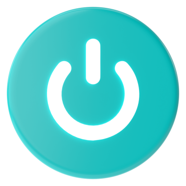 Üç boyutlu güç düğmesi. 3B illüstrasyon.