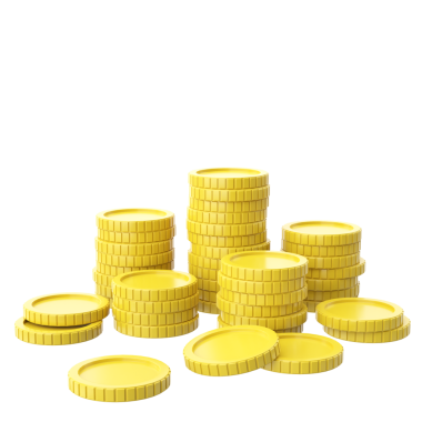 Bozuk para yığını. 3B öge.