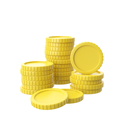 Bozuk para yığını. 3B öge.