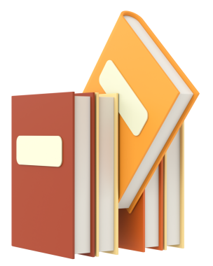 Üç boyutlu kitap. Not defteri. 3B illüstrasyon.