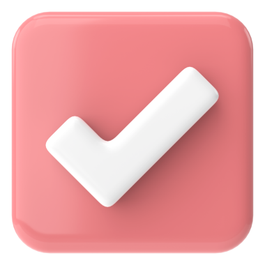 Kutu simgesini işaretle. Üç boyutlu kontrol listesi. 3B illüstrasyon.