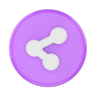 3 boyutlu paylaşım simgesi. Paylaş düğmesi. 3B öge.