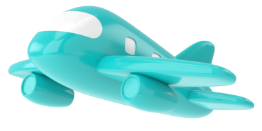 Uçak 3D. Seyahat elemanı. 3B illüstrasyon.