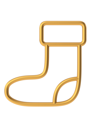 Noel çizgisi sanatı. Noel çorabı. 3B illüstrasyon.