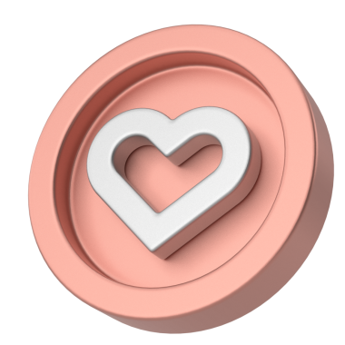 Aşk ikonu. Kalp ikonu. 3B illüstrasyon.