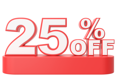Yüzde yirmi beş indirim. % 25 indirimli. % 25 indirimli.