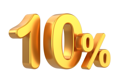 Üç boyutlu% 10. Yüzde on. 3B illüstrasyon.