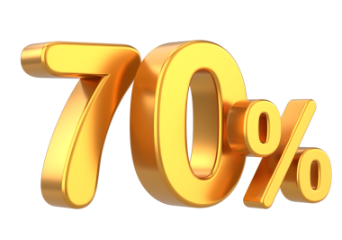 Yüzde 3D 70. Yüzde yetmiş. 3B illüstrasyon.