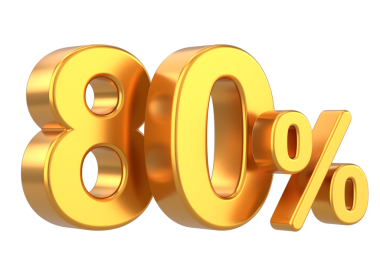 % 80 'i 3D. Yüzde seksen. 3B illüstrasyon.