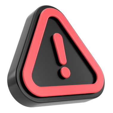 Uyarı işareti. Ünlem işareti. 3B illüstrasyon.