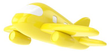 Uçak 3D. Seyahat elemanı. 3B illüstrasyon.