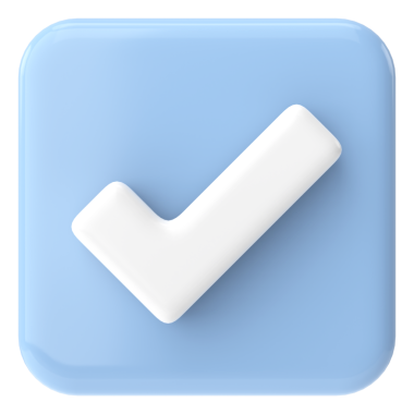 Kutu simgesini işaretle. Üç boyutlu kontrol listesi. 3B illüstrasyon.