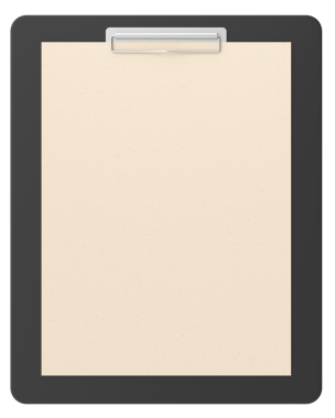 Not kağıdıyla birlikte pano. 3B illüstrasyon.