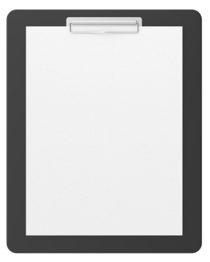 Not kağıdıyla birlikte pano. 3B illüstrasyon.