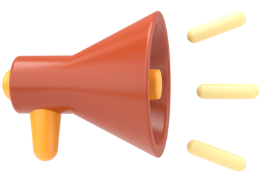 Megafon. Üç boyutlu megafon. 3B illüstrasyon.