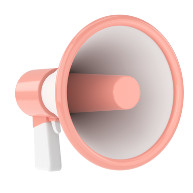 Megafon. Üç boyutlu megafon. 3B illüstrasyon.