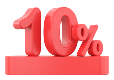 Üç boyutlu. Yüzde on. 3B illüstrasyon.