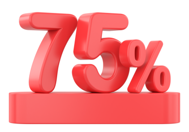 Yüzde yetmiş beş. 3B illüstrasyon.