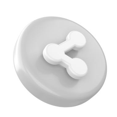 3 boyutlu paylaşım simgesi. Paylaş düğmesi. 3B öge.