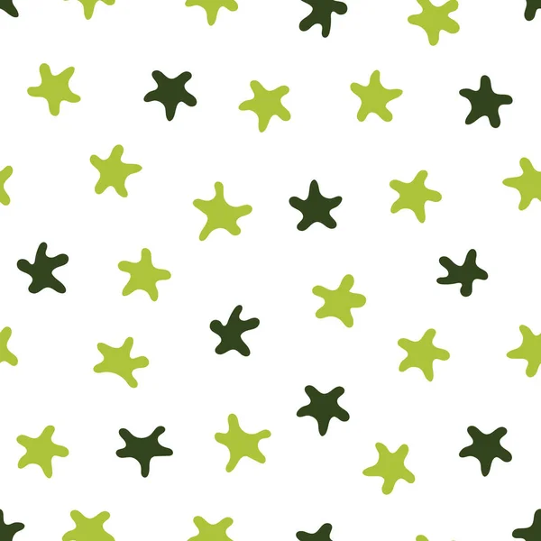 Звезды Бесшовная Векторная Иллюстрация Светло Зеленые Зеленые Элементы Белом Фоне — стоковый вектор
