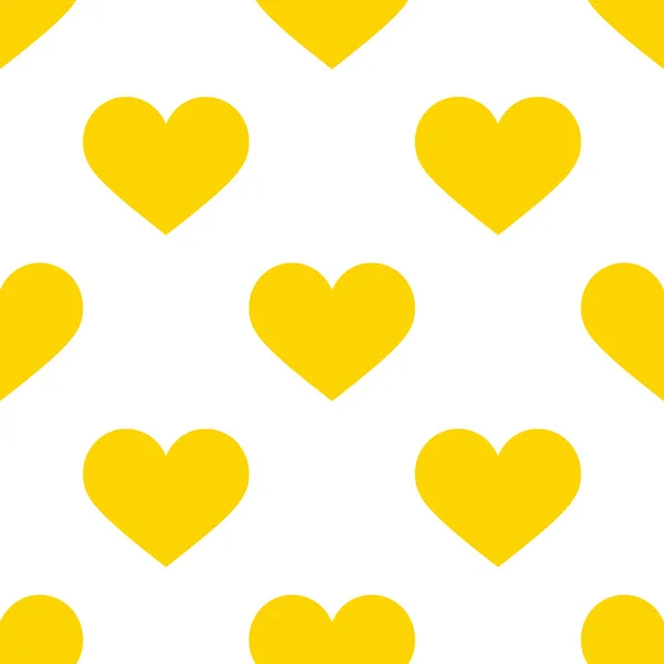 Žlutá Srdce Bezproblémový Vektorový Vzorec Ilustrace Bílém Pozadí Pro Originální — Stockový vektor