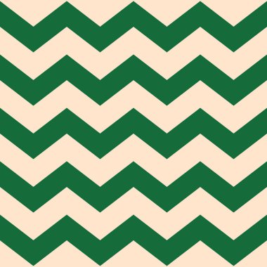 Zigzag çizgileri. Basit bir Noel şablonu. Geleneksel renkler. Baskı, kumaş, kupür defteri, hediye paketleri ve dekorasyon tasarımları için sonsuz dokusu olan vektör arkaplanı. Bej, yeşil