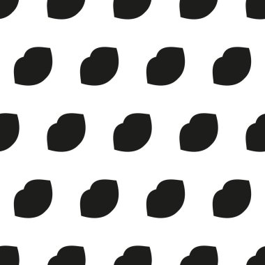 Siyah dudaklar. Kusursuz vektör deseni. Beyaz arka planda izole bir illüstrasyon. Doku arka planı. Modern tasarımlar, moda baskılar, tekstil, kumaş, duvar kağıdı, ambalaj, kağıt, pankart