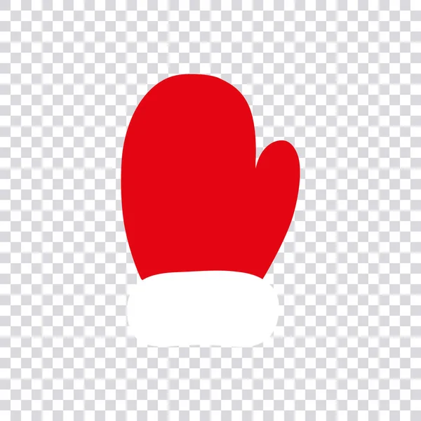 Κόκκινο Γάντι Του Βασίλη Είναι Διαφανές Φόντο Επίπεδη Διανυσματική Απεικόνιση — Διανυσματικό Αρχείο