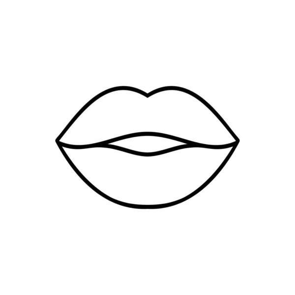 唇のイラスト黒アウトライン 隔離されたシンボル クールなセクシーなキスのベクトルアイコン ファッション ポップアート デザイン ステッカー ポスターのためのフラット漫画のサイン — ストックベクタ