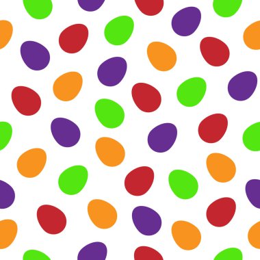 Colorful easter eggs on white background. Seamless vector pattern. Flat vector illustration. Ideas for celebrating Easter designs, creative decorations, greeting cards, prints, papers, wrappings, web