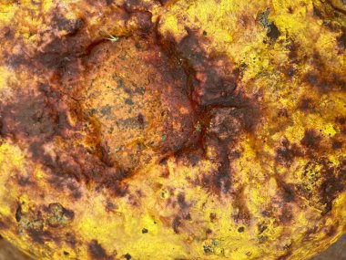 Tasarım için paslı sarı metal arkaplan