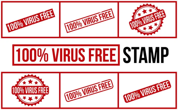 100 Virus Free Rubber Stamp Set Vector — Stock Vector