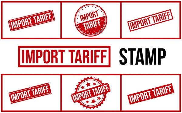 Import Tariff Rubber Stamp Set Vector — Vector de stock