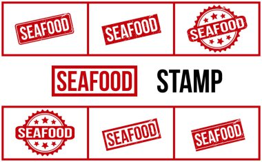 Deniz Ürünleri Kauçuk Damga Ayarlama Vektörü