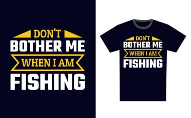 Balıkçı Tişört Tasarım Şablonu Vektörü