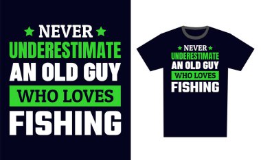 Balıkçı Tişört Tasarım Şablonu Vektörü