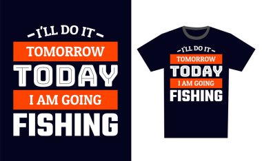 Balıkçı Tişört Tasarım Şablonu Vektörü