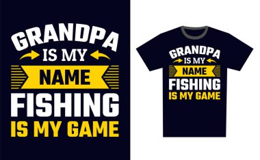 Balıkçı Tişört Tasarım Şablonu Vektörü