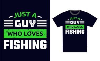 Balıkçı Tişört Tasarım Şablonu Vektörü