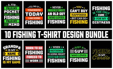 Balıkçı Tişört Tasarım Vektörü