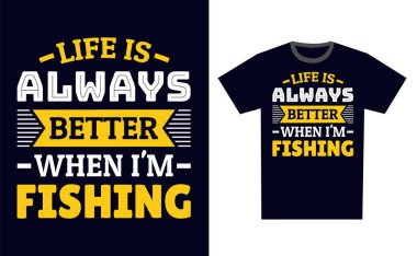 Balıkçı Tişört Tasarım Şablonu Vektörü