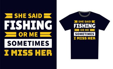 Balıkçı Tişört Tasarım Şablonu Vektörü