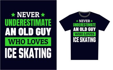 Buz Pateni Tişört Tasarım Şablonu Vektörü