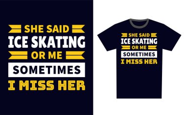 Buz Pateni Tişört Tasarım Şablonu Vektörü