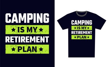 Kamp T-Shirt Tasarım Şablonu Vektörü