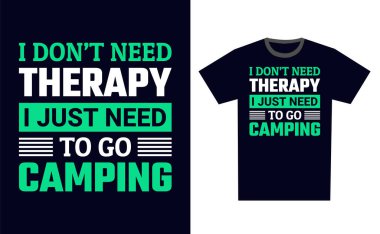 Kamp T-Shirt Tasarım Şablonu Vektörü