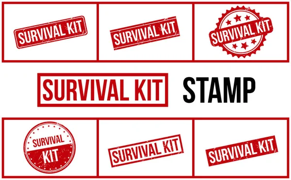 Kit Supervivencia Set Sello Goma Vector — Vector de stock
