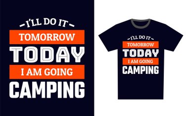 Kamp T-Shirt Tasarım Şablonu Vektörü