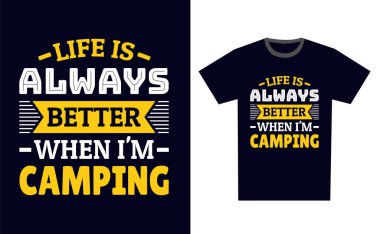 Kamp T-Shirt Tasarım Şablonu Vektörü