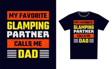 Glamping T-Shirt Tasarım Şablonu Vektörü